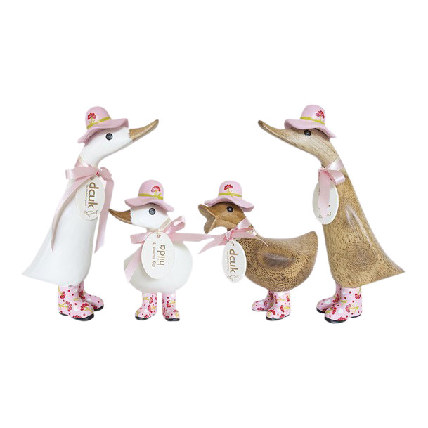 Dcuk and i natur eller hvid med lyserød hat og gummistøvler, 11 og 18 cm. 279 kr. og 299,- kr. Hurtig levering. - farve og størrelse Hvid lille