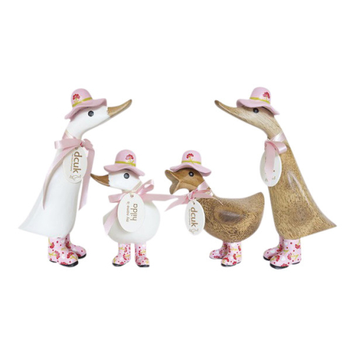 Dcuk and i natur eller hvid med lyserød hat og gummistøvler, 11 og 18 cm. 279 kr. og 299,- kr. Hurtig levering. - farve og størrelse Natur lille