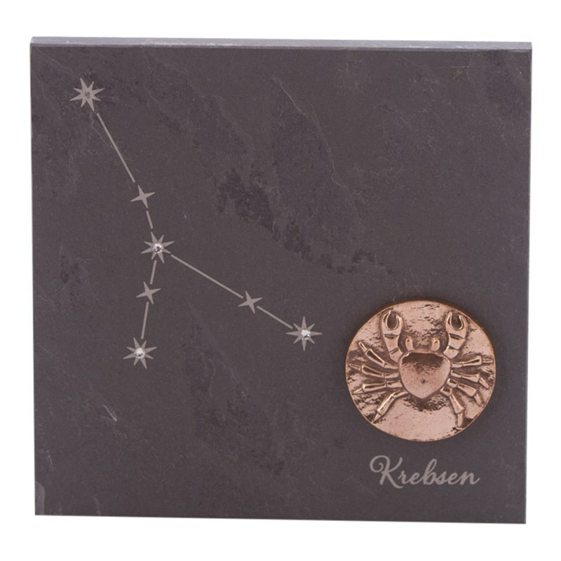 Billede af Stjernetegn 14,5 x 14,5 cm billede 399,- kr. Skifer, bronze, swarovski krystaller. Alletiders gaveide. - stjernetegn Krebs 22.06-22.07