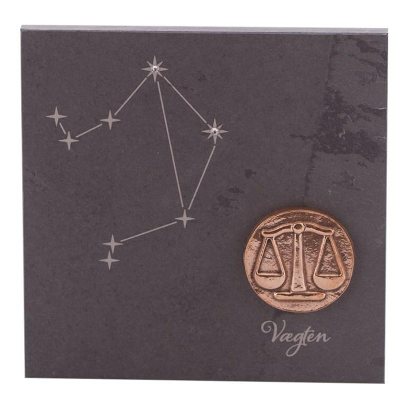 Stjernetegn 14,5 x 14,5 cm billede 399,- kr. Skifer, bronze, swarovski krystaller. Alletiders gaveide. - stjernetegn Vægt 24.09-23.10