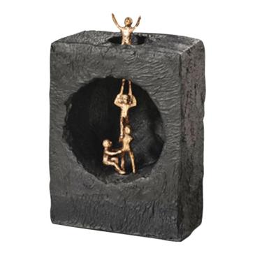 Bronzefigur Gensidigt med sort sten 19 cm
