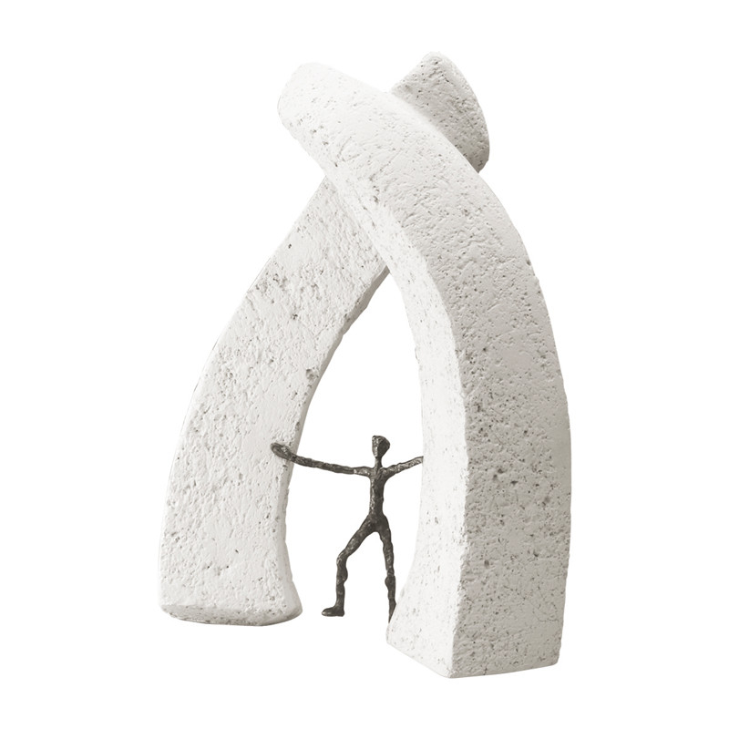 Bronzefigur Nye Dimensioner med hvid sten, 30 cm. Kunstner Luise Kött-Gärtner. Gave ide 1699,-kr. Hurtig levering.