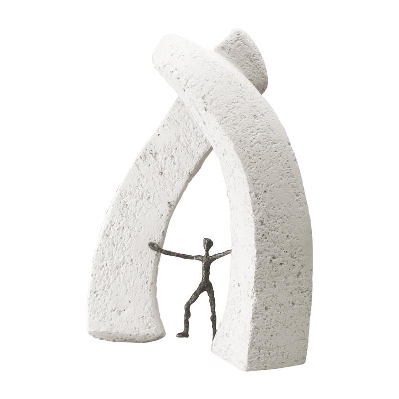 Bronzefigur Nye Dimensioner med hvid sten, 30 cm. Kunstner Luise Kött-Gärtner. Gave ide 1699,-kr. Hurtig levering.