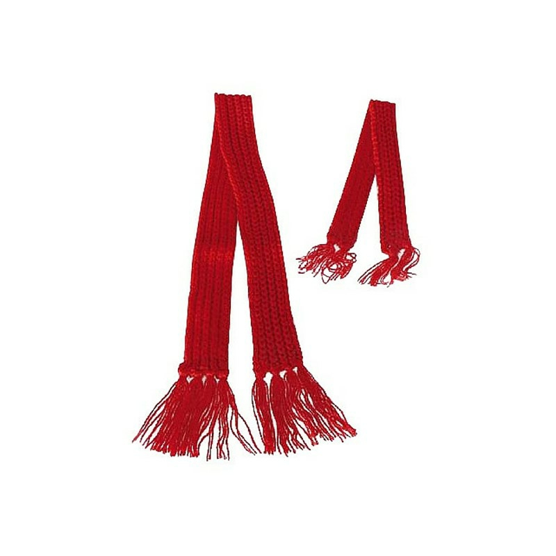 Se Rødt mini halstørklæde i strik - størrelse TILBEHØR-lille halstørklæde 25 cm hos De 9 Muser