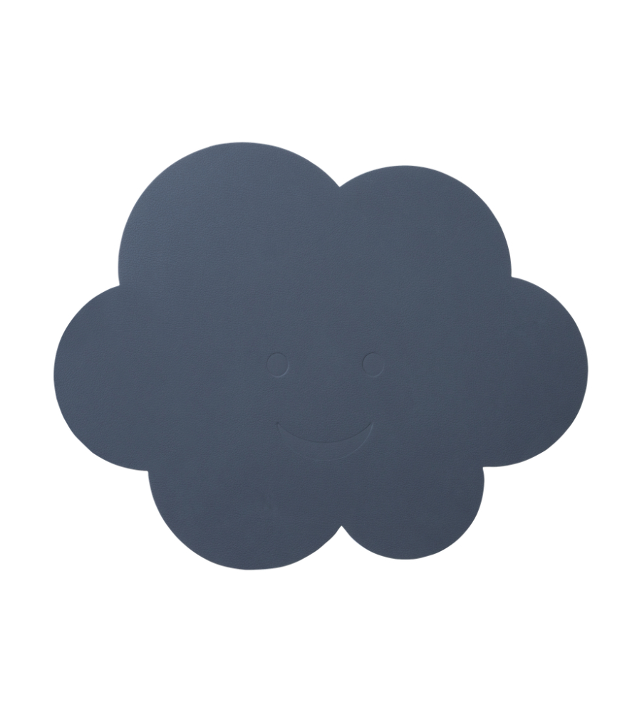 Mørkeblå sky dækkeserviet til børn, 28x31 cm. LIND DNA 149,- kr. Nem rengøring.