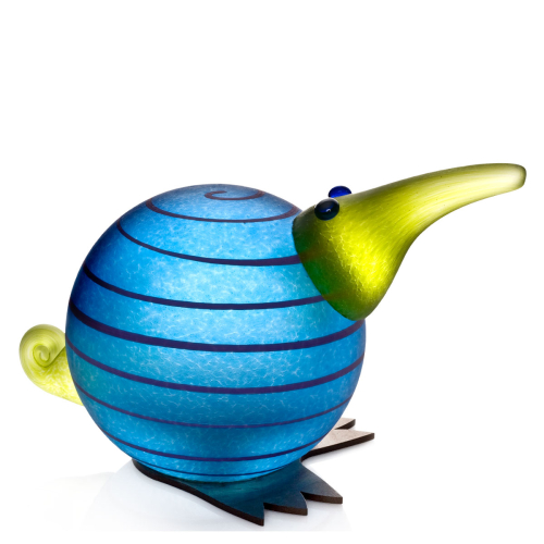 Billede af Glaskunst Kiwi fugl i lyseblå. Humoristisk og smuk kunst håndværk til pynt fra Borowski.