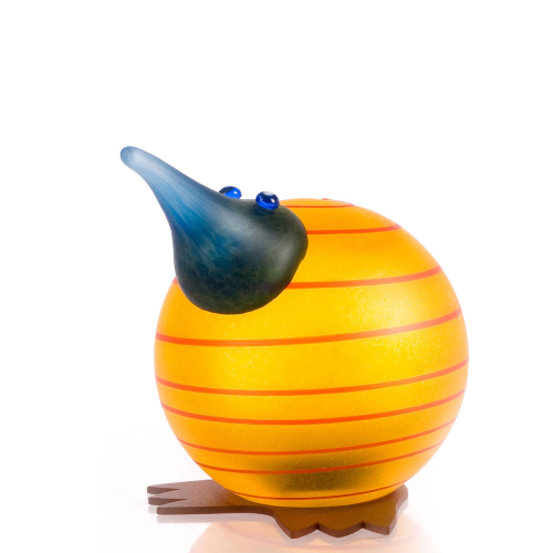 Billede af Glaskunst Kiwi fugl i gul. Sjov og flot kunst til dekoration og glæde fra Borowski.
