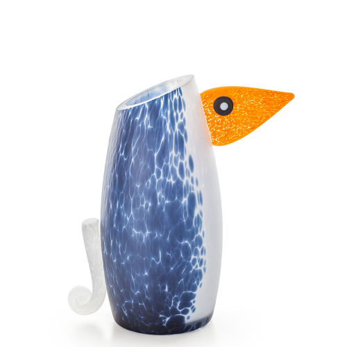Billede af Glaskunst smuk pingvin vase, højde 30 cm. Flot kunstnerisk vase fra de talentfulde glaspustere hos Borowski.