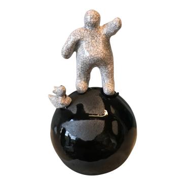 Menneskets bedste ven keramik skulptur 