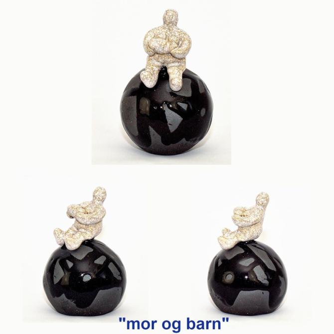 Mor og barn figur keramik