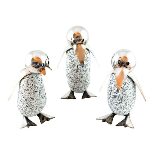 Billede af Udendørs dekoration - Pingvin i natursten og metal