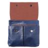 Italiensk skuldertaske med lommer i blå og brun