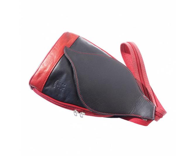 Damemodel lille læder rygsæk i sort med rød