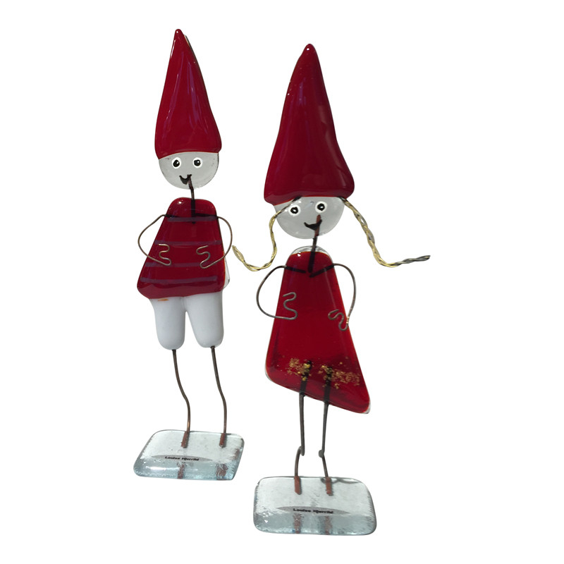 Billede af Julepynt nisse dreng og nisse pige. Flotte glasfigurer sæt kr. 379,-.