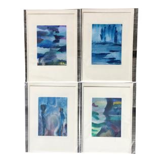 4 håndmalede kunstkort