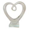 Hvid hjerte i glas - smuk håndlavet glasskulptur