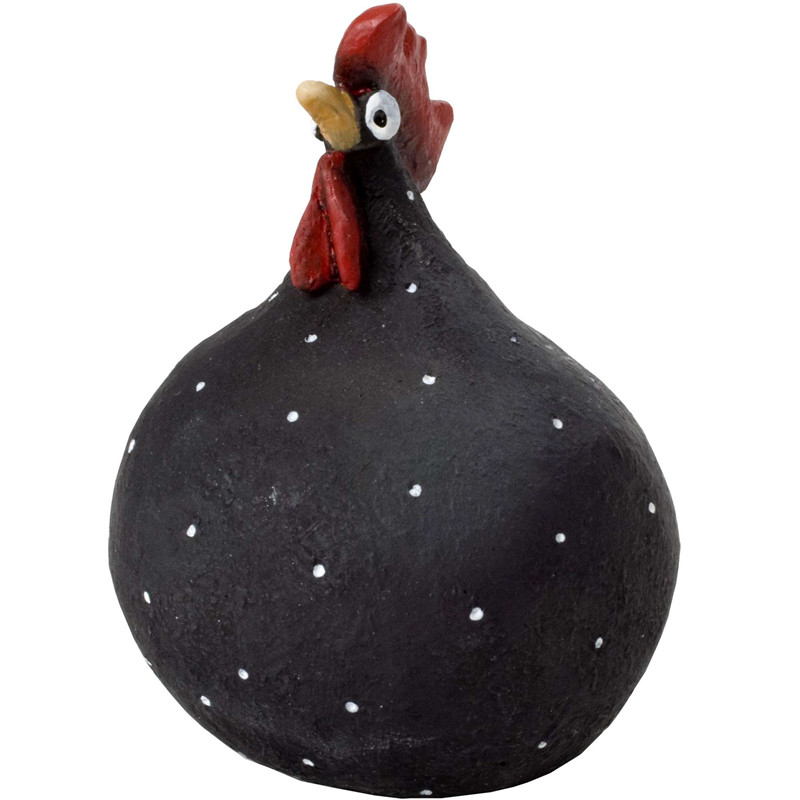 Billede af Høne i sort med hvide prikker - Fin til hverdag eller påske - størrelse Lille 5,2 cm