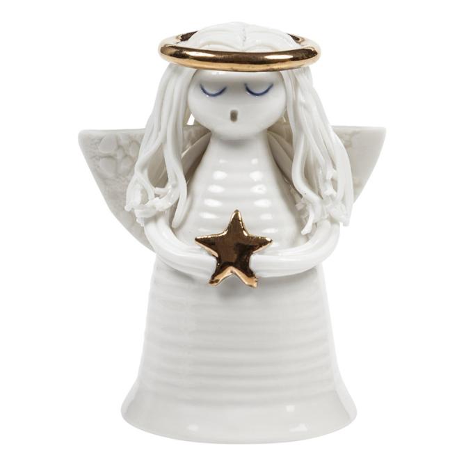 Englen Clara med stjerne i porcelæn Jette Abildgård