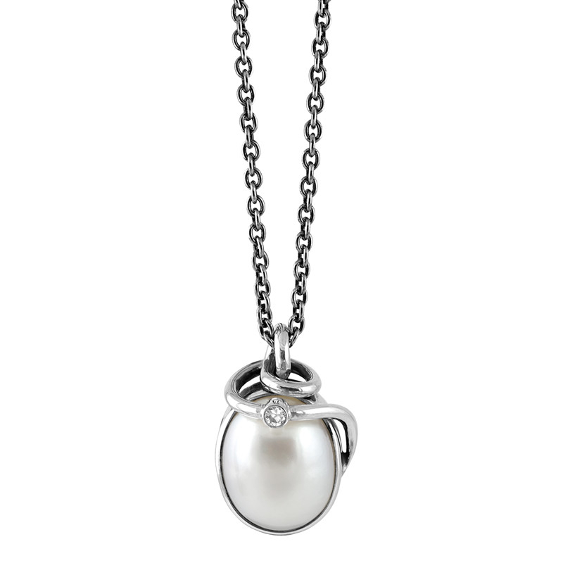 Billede af Rabinovich - Halskæde i sølv med perle - Majestic White - længde 45 cm