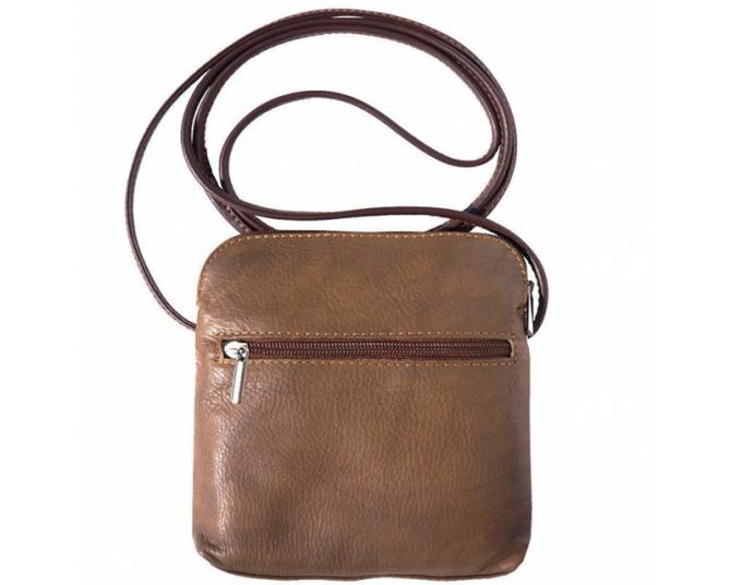 Crossover dametaske i brun i italiensk læder