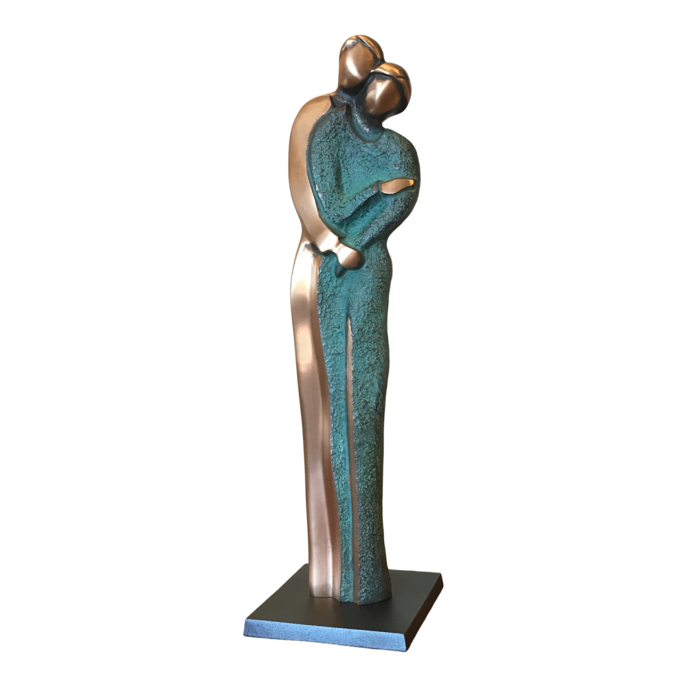 Se Bronzefigur par "Lykkelig Sammen", højde 27,5 cm. Flot gave til bryllup, kobberbryllup, sølvbryllup og til kæresteparret. hos De 9 Muser