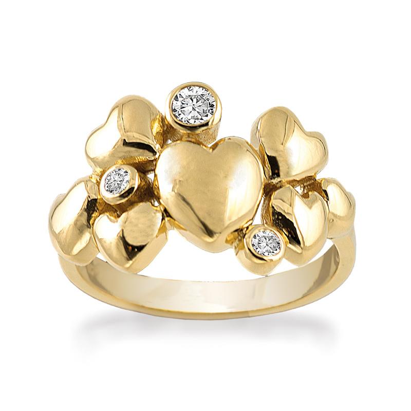 Rabinovich Hjerte Ring I Forgyldt Sterling Sølv. Heart Alliance Størrelse 51 Til 61. Størrelse 51