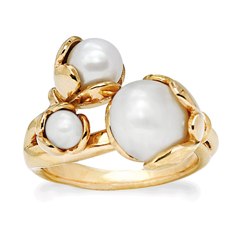 Billede af Rabinovich forgyldt ring med 3 perler. Smykkeserien Autumn Bloom. - størrelse 55