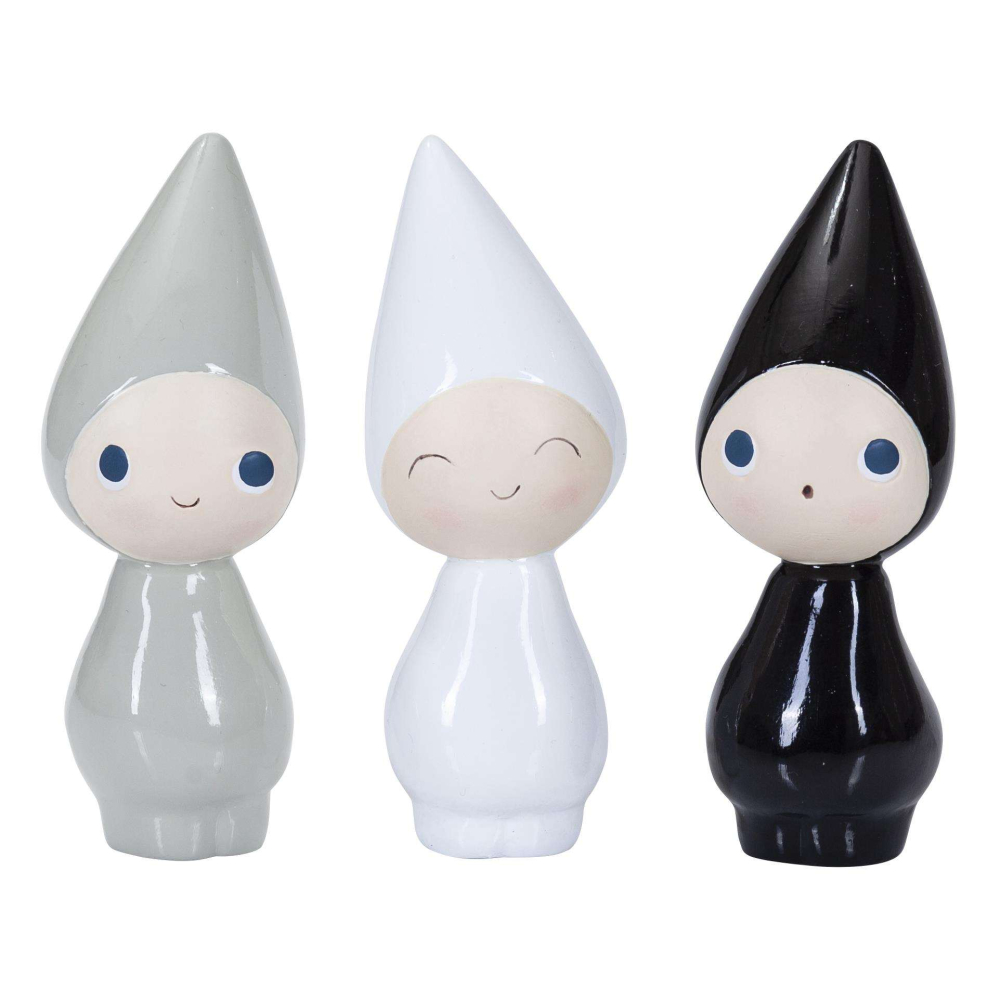 Billede af Peggy - Fin figur med store øjne, 11 cm - sort, grå eller hvid - figur Alle 3 Peggy figurer