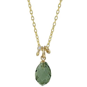 Guldvedhæng med grøn kvarts og diamant på forgyldt kæde Carmine serien fra Rabinovich