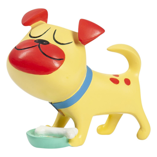 Billede af Pepper med hundeskål - Skøn humoristisk hunde figur til pynt