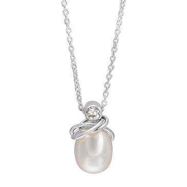 Sølv halskæde med hvid perle Magic Circles Rabinovich
