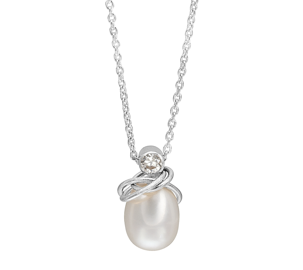 Rabinovich - Sølv halskæde med hvid perle - Magic Circles