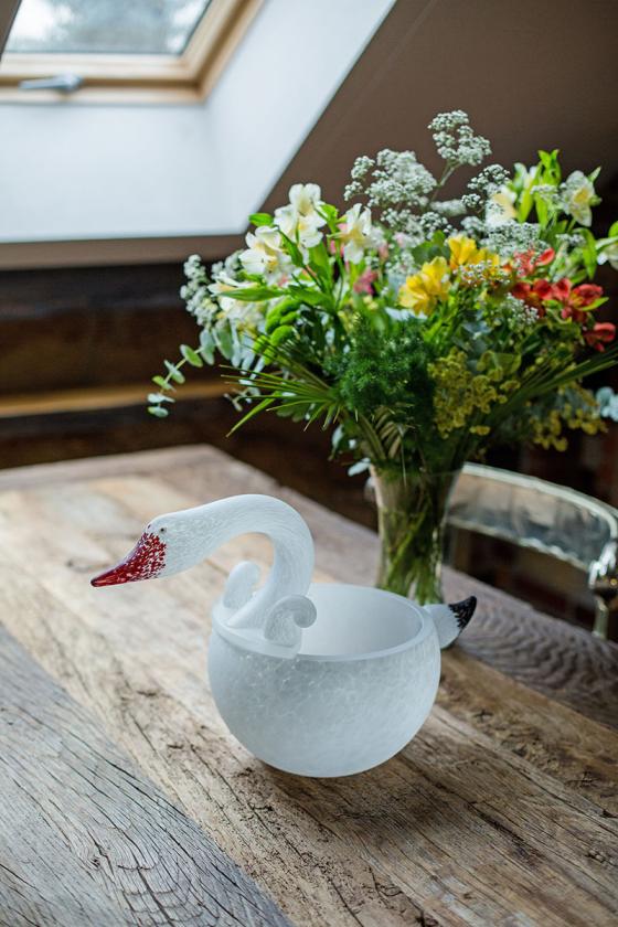 Cygnet glas skål hvid svane Borowski bryllupsgave