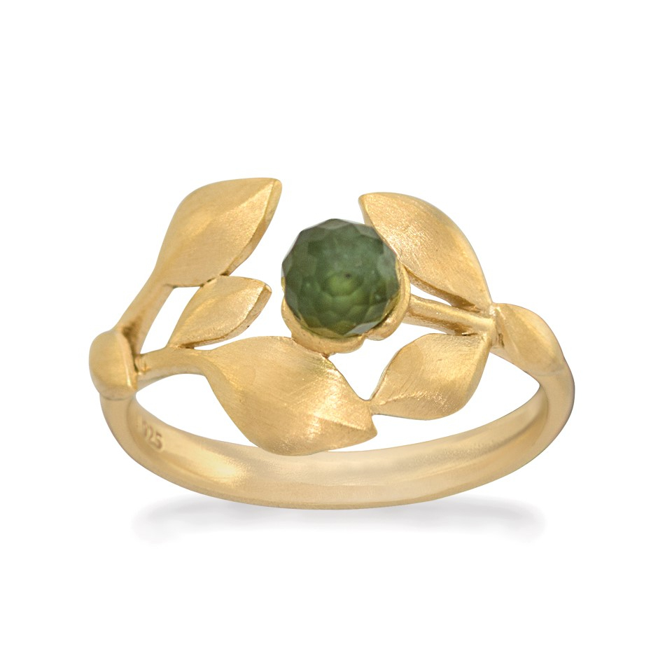 Rabinovich - Ring med grøn sten, mat forgyldt  - Elegant Touch - størrelse 55
