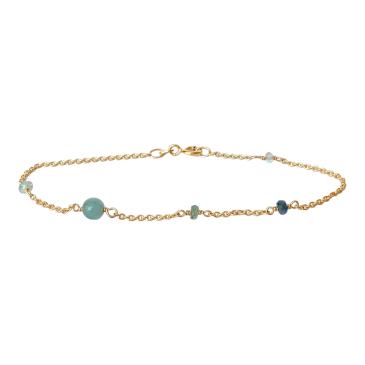 Guldarmbånd med ædelsten aquamarin, smaragd, safir Rabinovich smykker