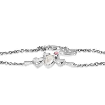 Hjerte armbånd sølv, månesten og pink turmalin Rabinovich smykker