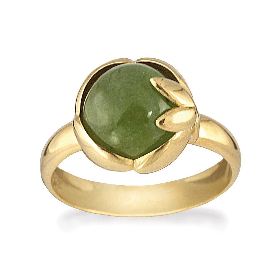 Billede af Rabinovich - Ring med stor grøn sten, forgyldt - Arch - størrelse 61