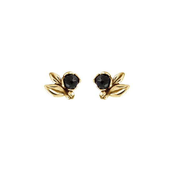 Forgyldt ørestikker med sort sten spinel Inner Secret Rabinovich