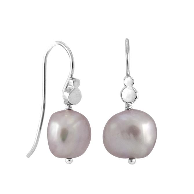 Hænge øreringe med perle, sølv rosa ferskvandsperle, Rabinovich