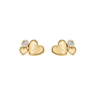 Forgyldt lille ørestikker med små hjerter og zirkonia Rabinovich