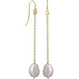 Forgyldt hænge øreringe med rosa perle Rabinovich