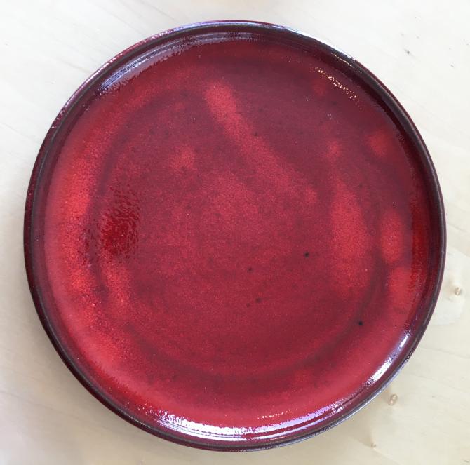 Håndlavet keramik tallerken rød Ø 25 cm