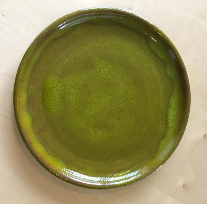 Håndlavet keramik tallerken grøn Ø 25 cm