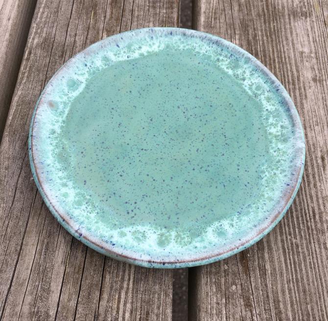 Håndlavet keramik tallerken lille i sart pastel grøn