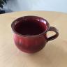 Stor rød keramik kop med hank håndlavet