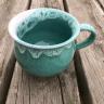 Stor håndlavet keramik kop med hank i sart pastel grøn