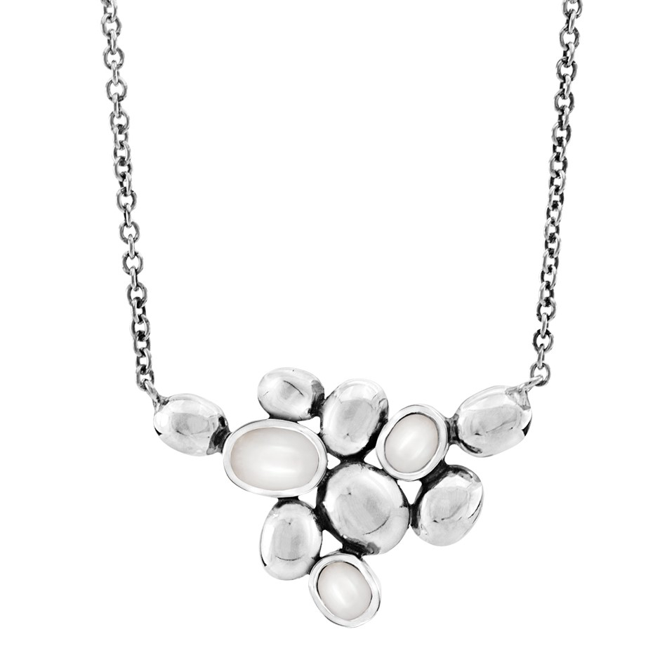 Rabinovich - Sølv halskæde med hvide perler - Pebble