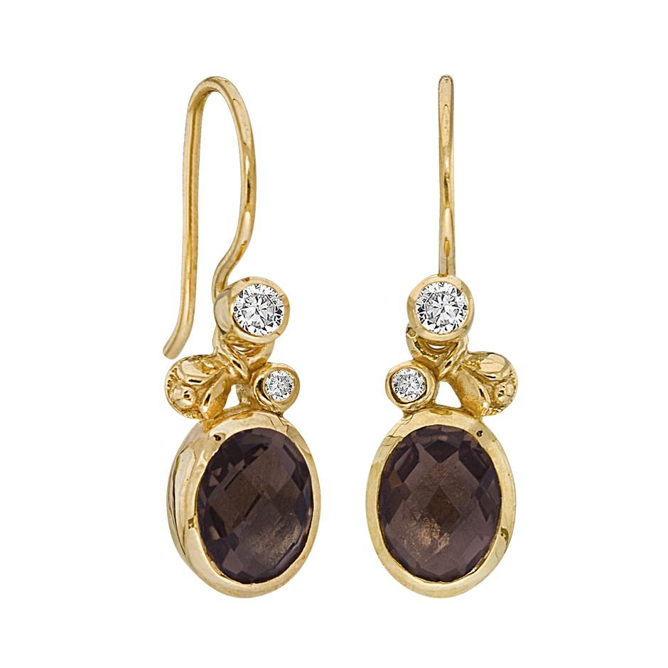 Rabinovich - Øreringe i forgyldt med røgkvarts - Flourish