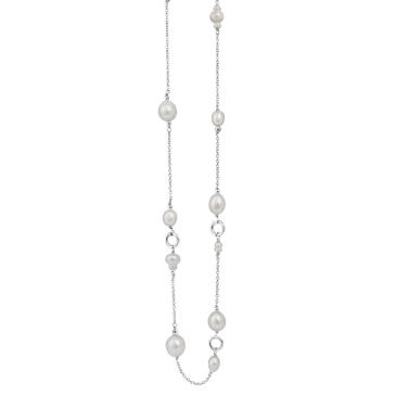 Sølv halskæde med hvide perler Melrose fra Rabinovich smykker