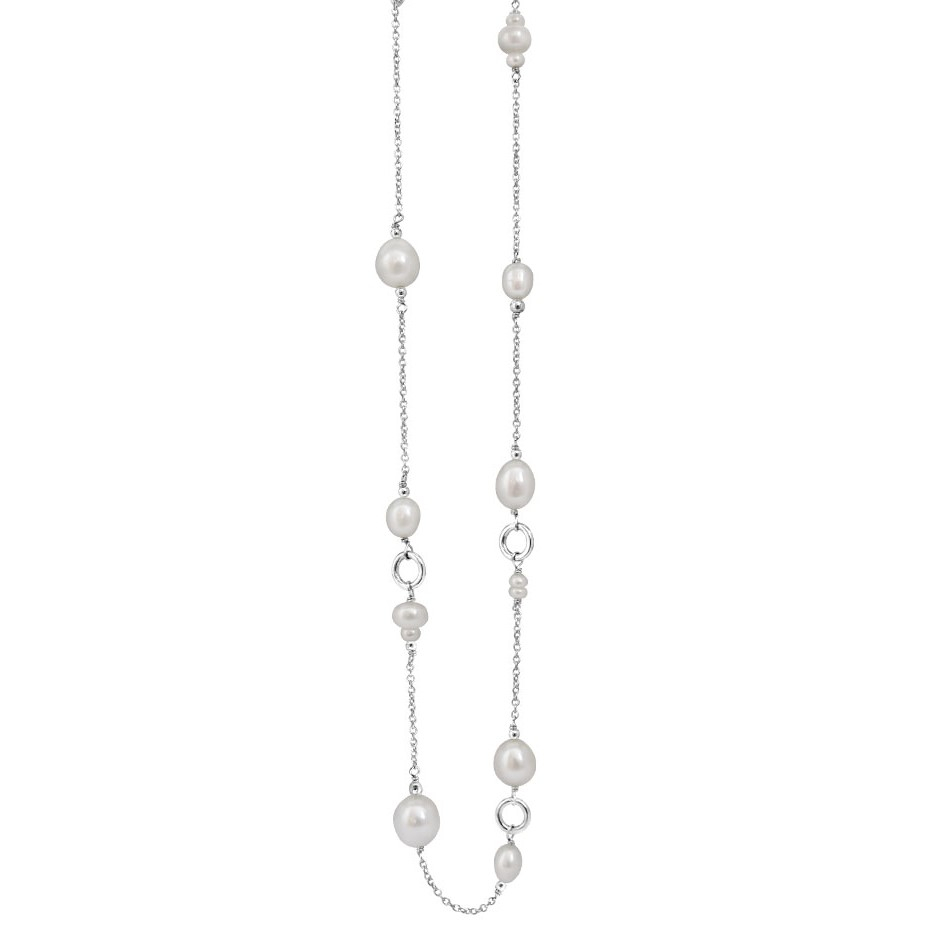 Billede af Rabinovich - Sølvhalskæde med hvide perler - Melrose